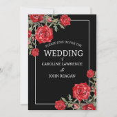 Invitation Rose rouge Mariage floral (Devant)