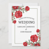 Invitation Rose rouge Mariage floral (Devant)