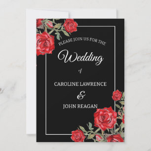 Invitation Rose rouge Mariage floral