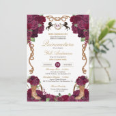 Invitation Rose rouge marron Floral Ouest Charra Quinceanera (Debout devant)