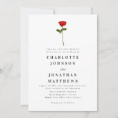 Invitation Rose Rouge Minimaliste Élégant Code QR Moderne (Devant)