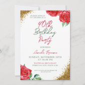 Invitation Rose rouge moderne 90e anniversaire (Devant)