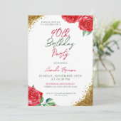Invitation Rose rouge moderne 90e anniversaire (Debout devant)