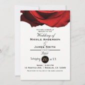 Invitation Rose rouge Moderne Rustique Blanc Élégant Mariage (Devant)