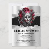 Invitation Rose rouge noir mascarade douche nuptiale (Devant)