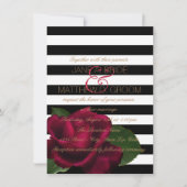 Invitation Rose rouge noire moderne de mariage (Devant)