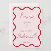 Invitation Rose rouge ondulé serez-vous ma proposition de dem (Devant / Derrière)