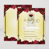 Invitation Rose Rouge Or Jaune Princesse Réponse Soirée Étinc (Devant / Derrière)