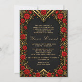Invitation Rose rouge or luxe noir (Devant)