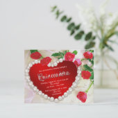 Invitation Rose Rouge Perle Quinceañera (Debout devant)
