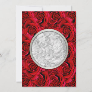 Invitation Rose rouge personnalisée photo couple marié mariag