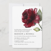 Invitation Rose rouge profond aquarelle simple Mariage Formel (Devant)