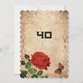 Invitation Rose rouge rétro élégamment vintage (Dos)