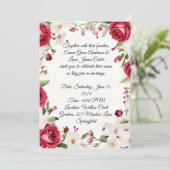 Invitation Rose rouge romantique & Lily du Mariage de la vall (Debout devant)
