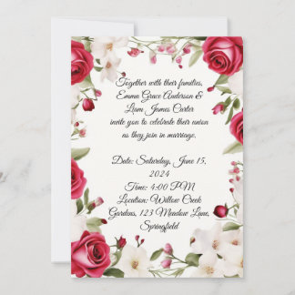 Invitation Rose rouge romantique & Lily du Mariage de la vall