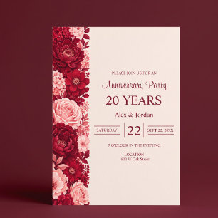 Invitation Rose rouge rose mariage anniversaire de mariage