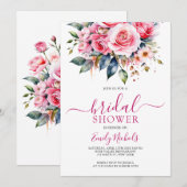 INVITATION ROSE ROUGE ROSE ROSE ROUGE ROSE FLORALE BOUQUET SU (Devant / Derrière)