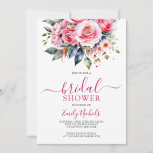 INVITATION ROSE ROUGE ROSE ROSE ROUGE ROSE FLORALE BOUQUET SU