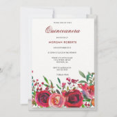 Invitation Rose Rouge Rubis Quinceanera (Devant)