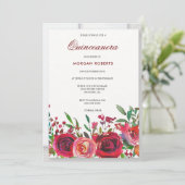 Invitation Rose Rouge Rubis Quinceanera (Debout devant)