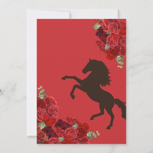 Invitation Rose rouge rustique Élégant Charro Quinceañera (Dos)