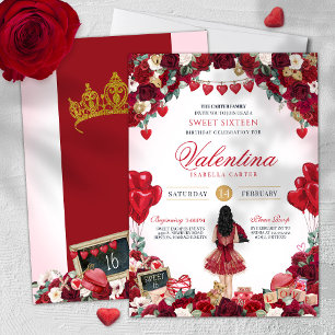 Invitation Rose rouge Saint Valentin Douceur 16 Anniversaire 