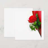 Invitation Rose Rouge Simple – Fond Blanc Floral (Devant / Derrière)