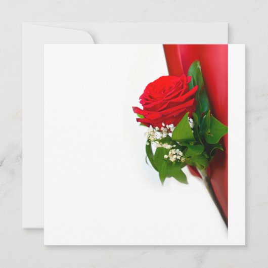 Invitation Rose Rouge Simple – Fond Blanc Floral (Devant)