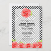 Invitation Rose rouge sur la Fête des mariées Derby de Stripe (Devant)