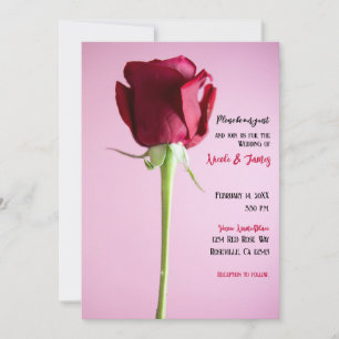 Invitation Rose rouge unique rose rose élégante romantique de