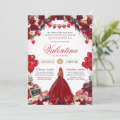 Invitation Rose rouge Valentines fête d'anniversaire Quincean (Debout devant)