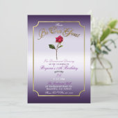 Invitation Rose rouge violet et or Beauté Anniversaire (Debout devant)