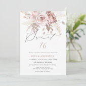 Invitation Rose rousse Dusty Rose Floral Sweet 16 Anniversair (Debout devant)