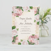 Invitation Rose roux rose rose floral Parties scintillant Mar (Debout devant)