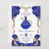 Invitation Rose Royal Bleu Bottes Charra Vestidos Quinceañera (Devant)