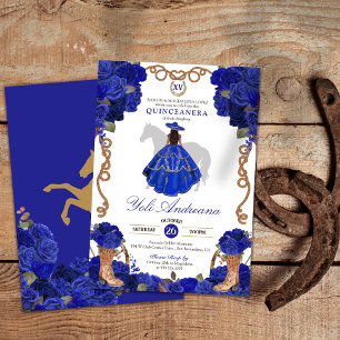 Invitation Rose Royal Bleu Bottes Charro Vestidos Quinceañera