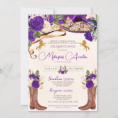 Invitation Rose Royal violet Mariachi Elegant Western Charro (Devant)
