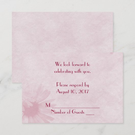 Invitation Rose RSVP (Devant / Derrière)