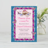 Invitation Rose Ruban bleu Parties scintillant Royal Princess (Debout devant)