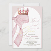 Invitation Rose Ruban Rose 1er Anniversaire (Devant)