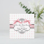 Invitation Rose Ruban Twin Girls Français Bow Dot Swirl (Debout devant)