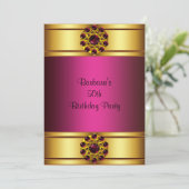 Invitation Rose Rubis Or 50 ans (Debout devant)