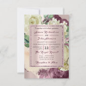 Invitation Rose Rustic Creamy Marsala Bourgogne Rose Mariage (Devant)