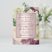 Invitation Rose Rustic Creamy Marsala Bourgogne Rose Mariage (Debout devant)