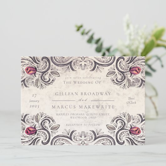 Invitation Rose rustique (Debout devant)