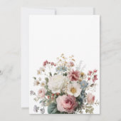 Invitation Rose Rustique, Crème Fleur sauvage Premier anniver (Dos)