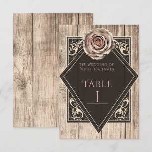 Invitation Rose rustique Élégant Diamant Léger Numéro de tabl