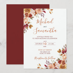 Invitation Rose Rustique et Mariage Automnal au Chrysanthème