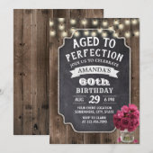 Invitation Rose rustique Floral Jar Barn Wood 60e anniversair (Devant / Derrière)
