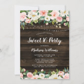 Invitation Rose Rustique Floral Lights Sweet 16 (Devant)